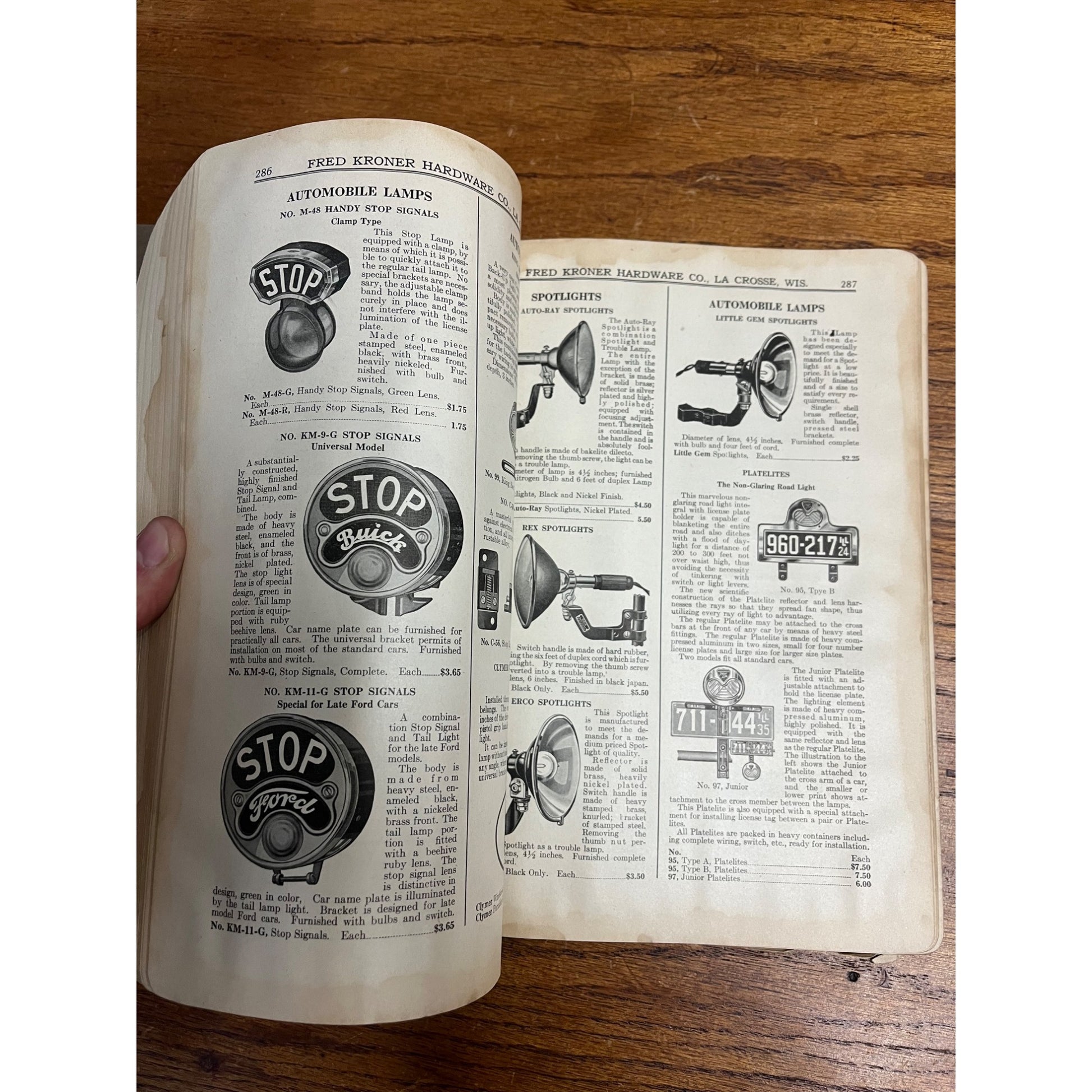 1926 Fred Kroner Hardware Wholesale Catalog Lacrosse, Wisconsin Ford Auto Tools