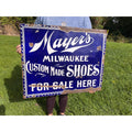 Antique Vintage 1900s Mayer's Shoes Milwaukee Wis WI Porcelain Advertising Sign