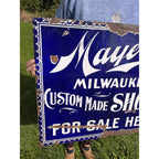 Antique Vintage 1900s Mayer's Shoes Milwaukee Wis WI Porcelain Advertising Sign