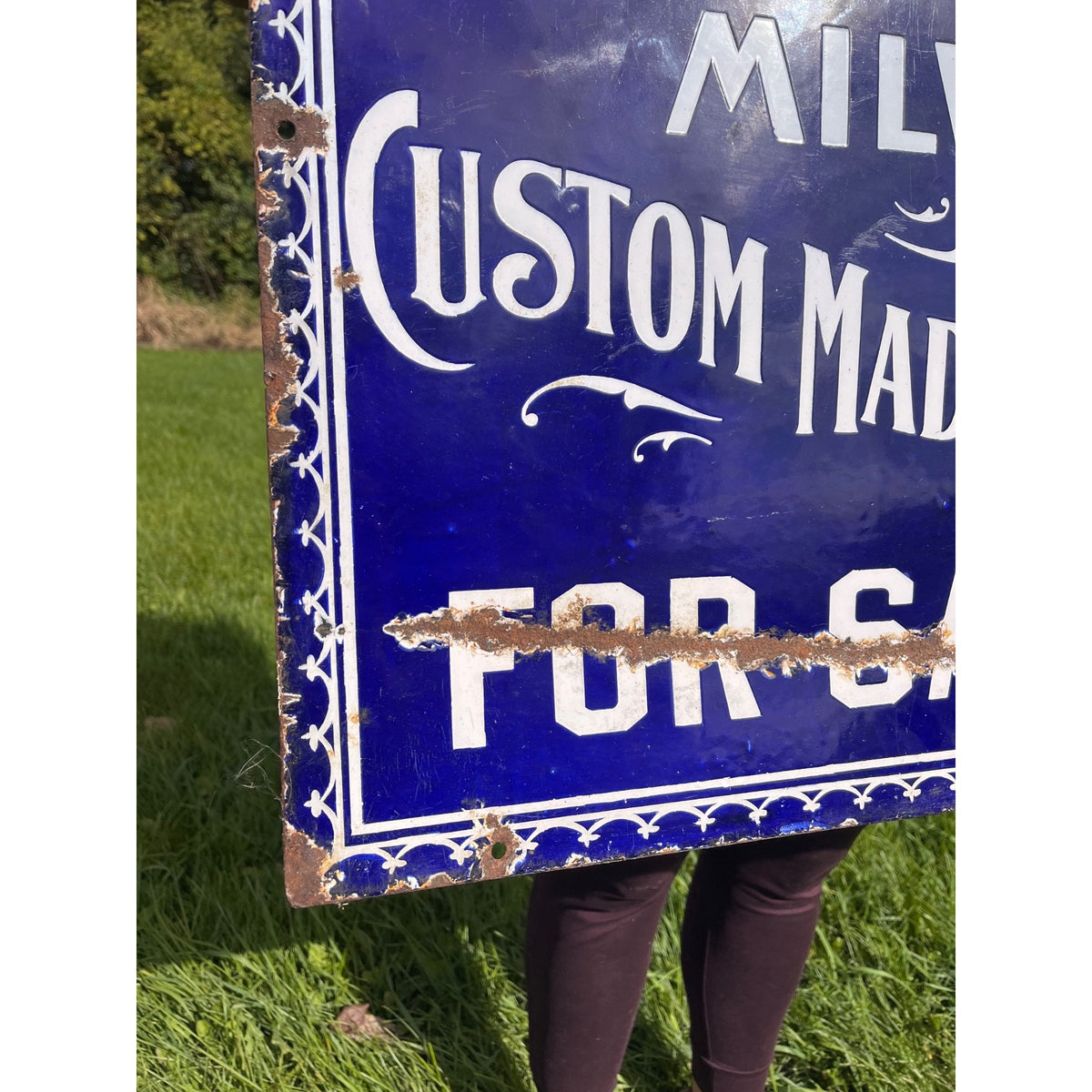 Antique Vintage 1900s Mayer's Shoes Milwaukee Wis WI Porcelain Advertising Sign