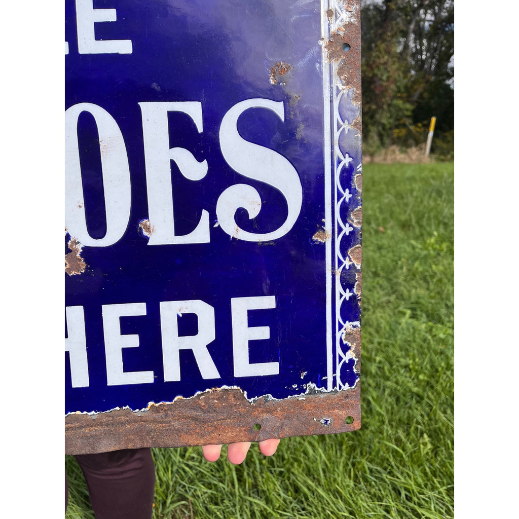 Antique Vintage 1900s Mayer's Shoes Milwaukee Wis WI Porcelain Advertising Sign