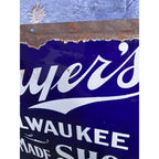 Antique Vintage 1900s Mayer's Shoes Milwaukee Wis WI Porcelain Advertising Sign