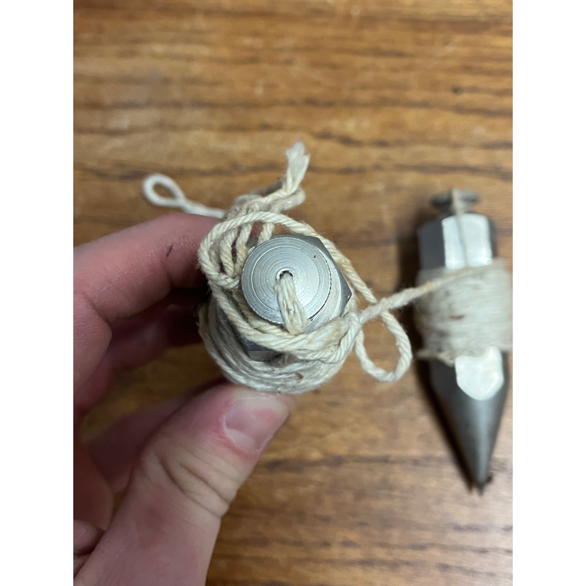 Vintage Lot (2) Steel Plumb Bob Tools w/ String 4" Long