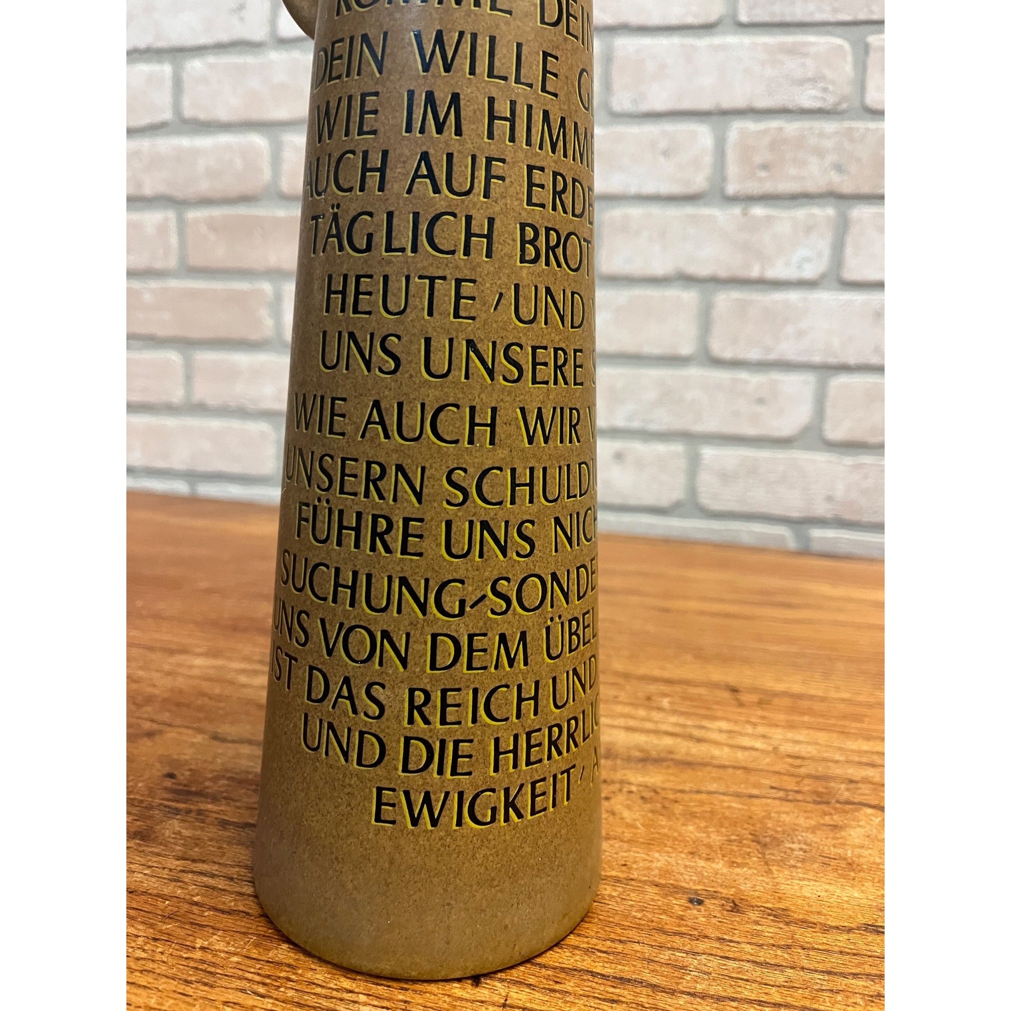 Vintage Werner Corzelius German Stein, Lord's Prayer# 3300 WC Pewter Lid 14”