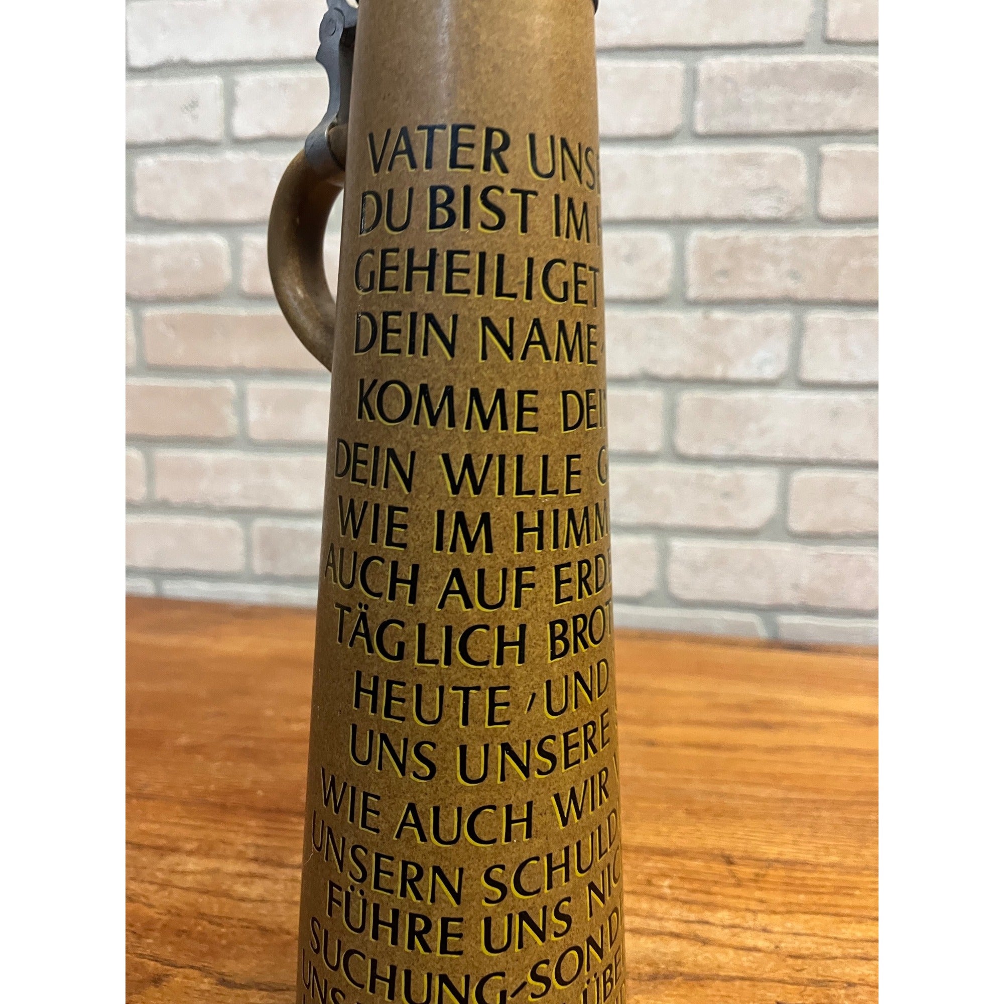 Vintage Werner Corzelius German Stein, Lord's Prayer# 3300 WC Pewter Lid 14”