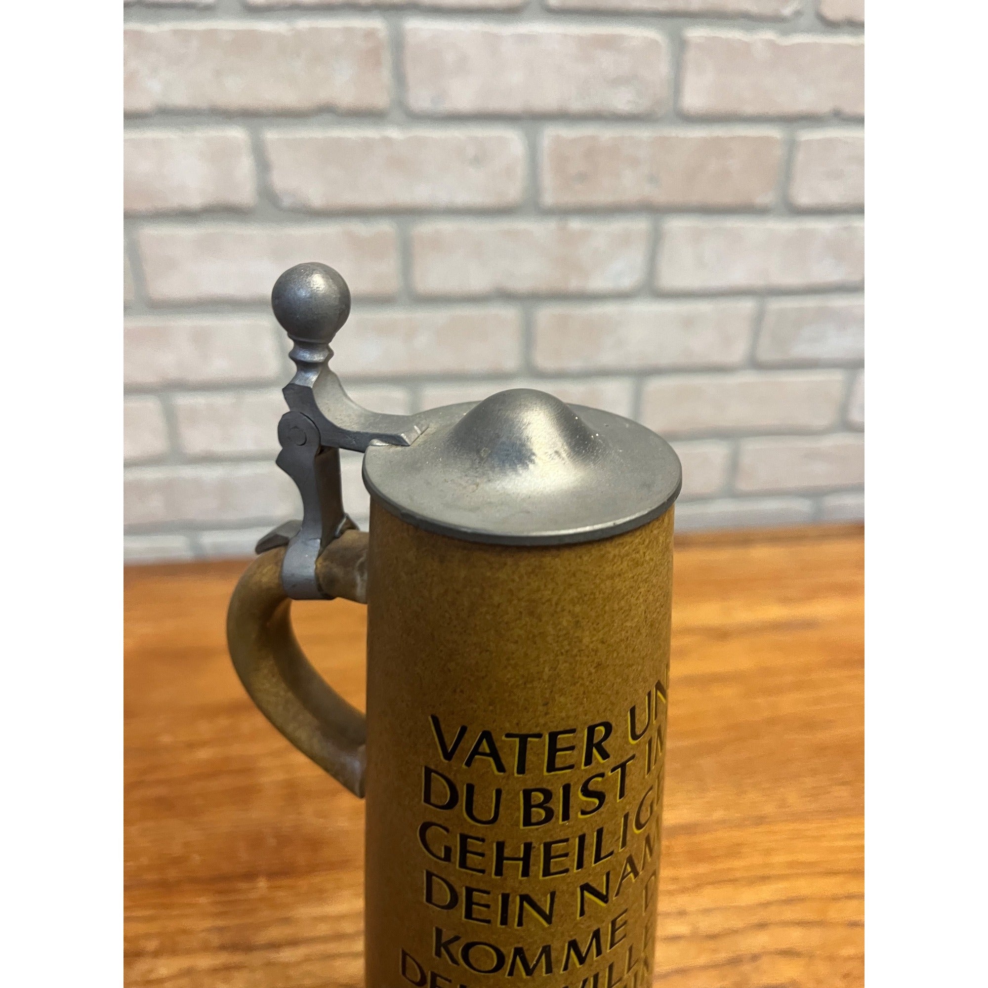 Vintage Werner Corzelius German Stein, Lord's Prayer# 3300 WC Pewter Lid 14”