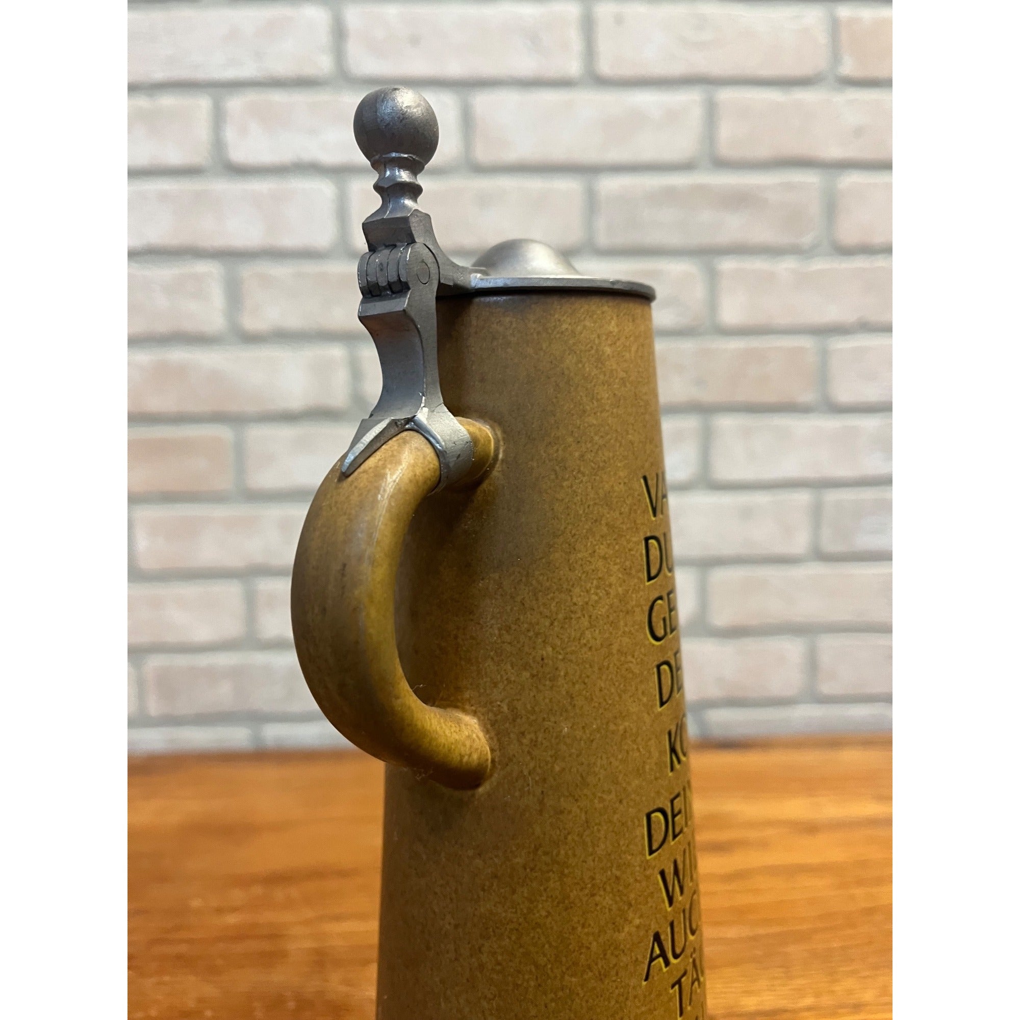 Vintage Werner Corzelius German Stein, Lord's Prayer# 3300 WC Pewter Lid 14”