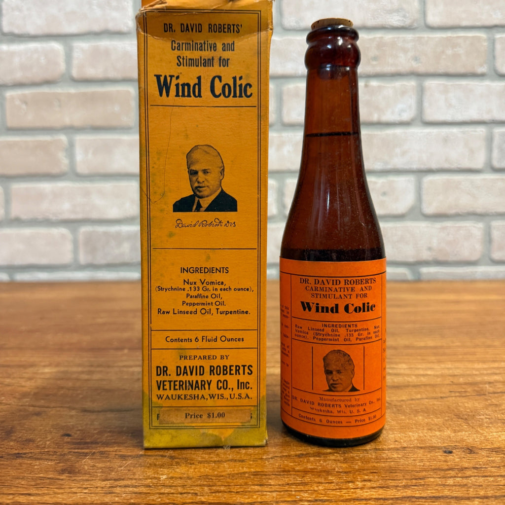 Vintage Dr. David Roberts Wind Colic Veterinarian Medicine w/ Box Waukesha Wis