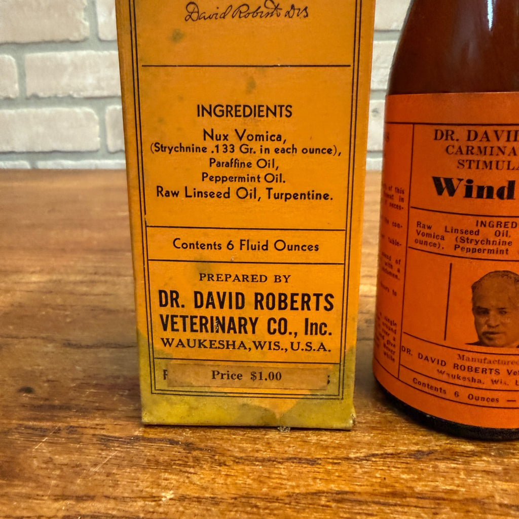Vintage Dr. David Roberts Wind Colic Veterinarian Medicine w/ Box Waukesha Wis