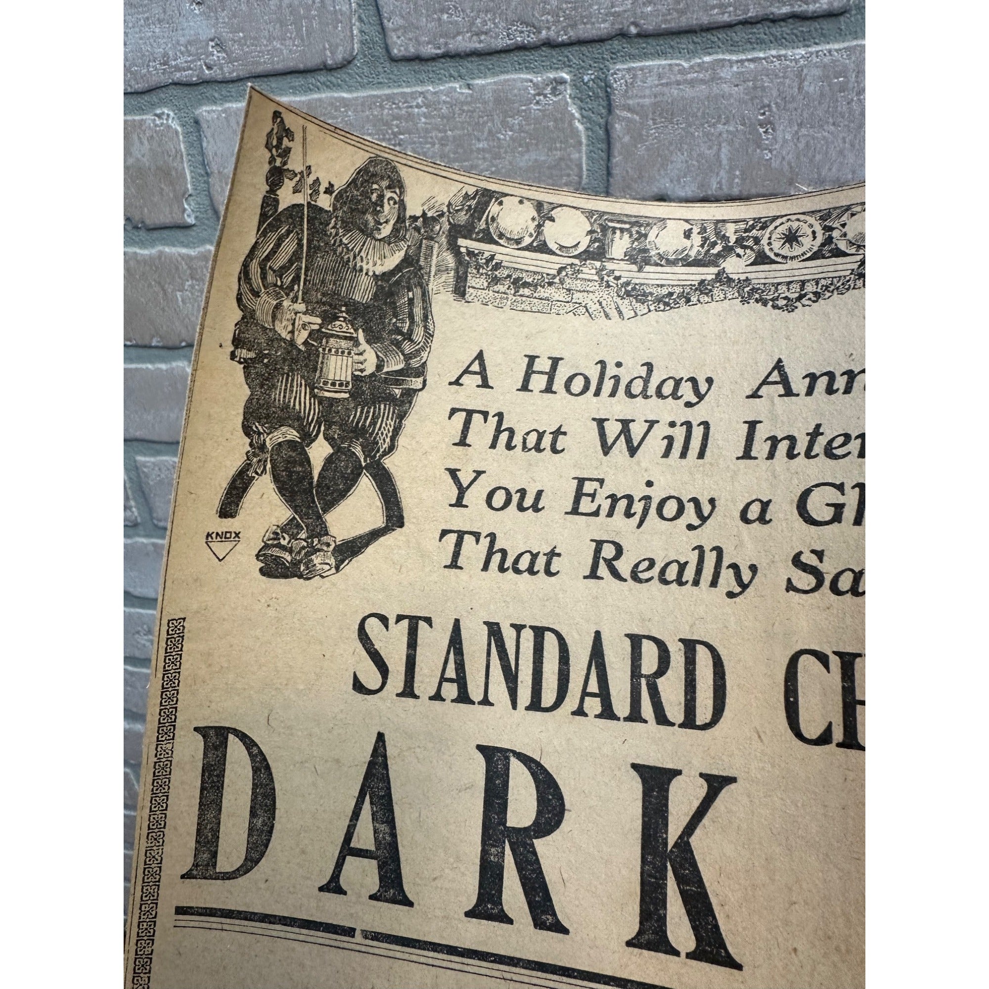 1912 - STANDARD BREWING CO. - SCRANTON PA - CHRISTMAS DARK BEER - PAPER AD