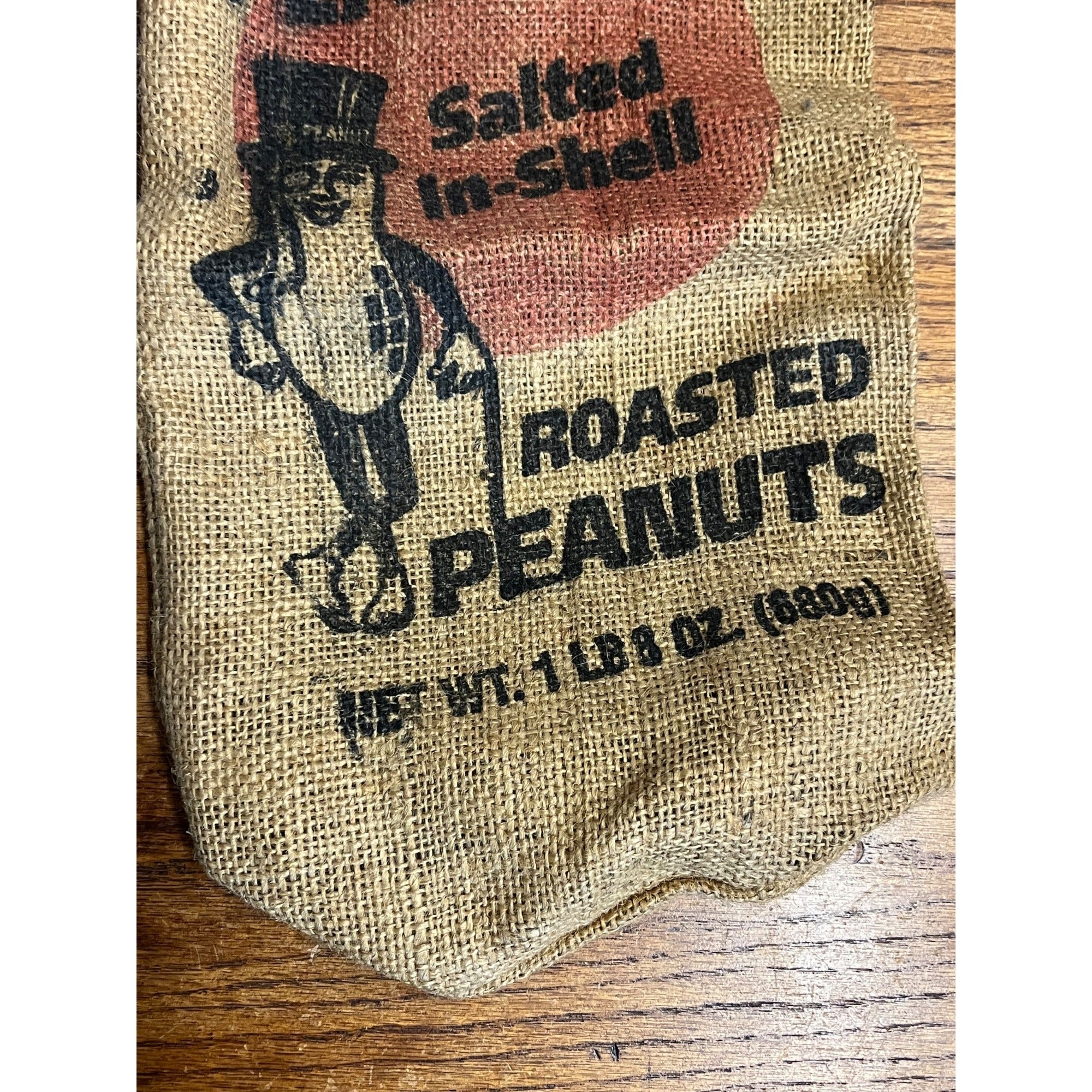 Vintage Rustic Planters Salted Roasted Peanuts Burlap Bag Sack 1 lb 8 oz