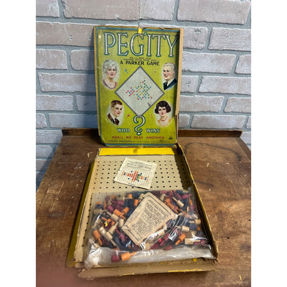 Vintage 1920s Parker Brothers Pegity Board Game Early - Box is Poor