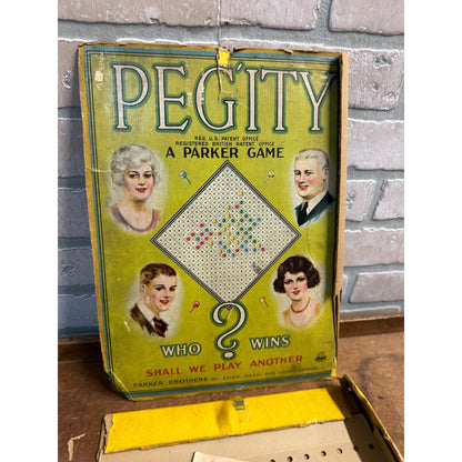 Vintage 1920s Parker Brothers Pegity Board Game Early - Box is Poor