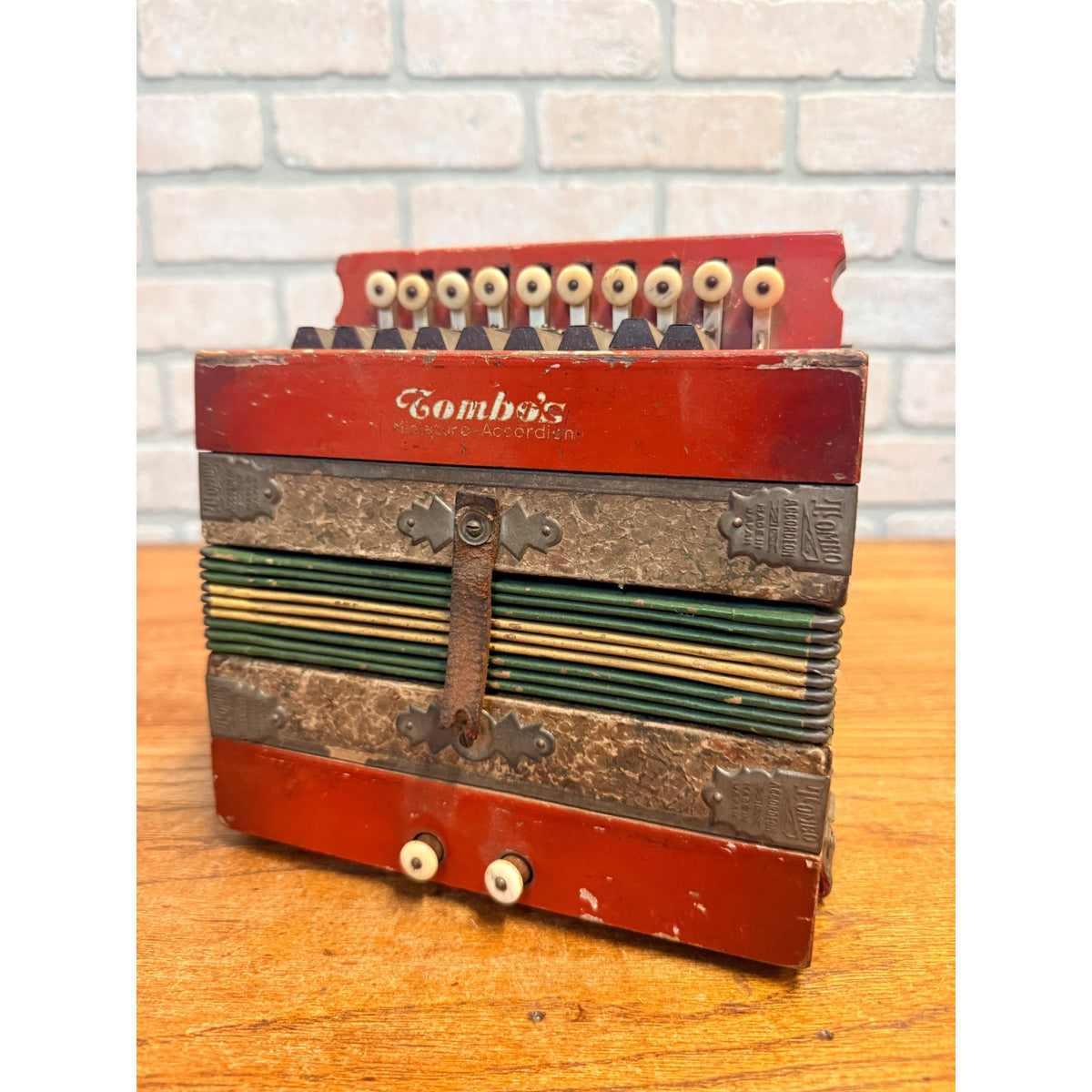 Antique 1930s Tombo Miniature Accordion Japan Childs Toy Button Accordion