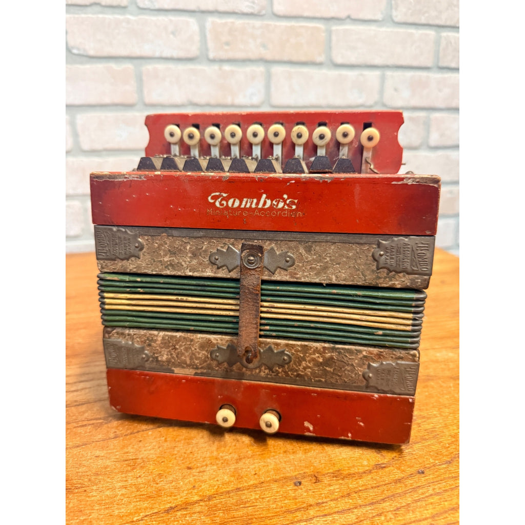 Antique 1930s Tombo Miniature Accordion Japan Childs Toy Button Accordion