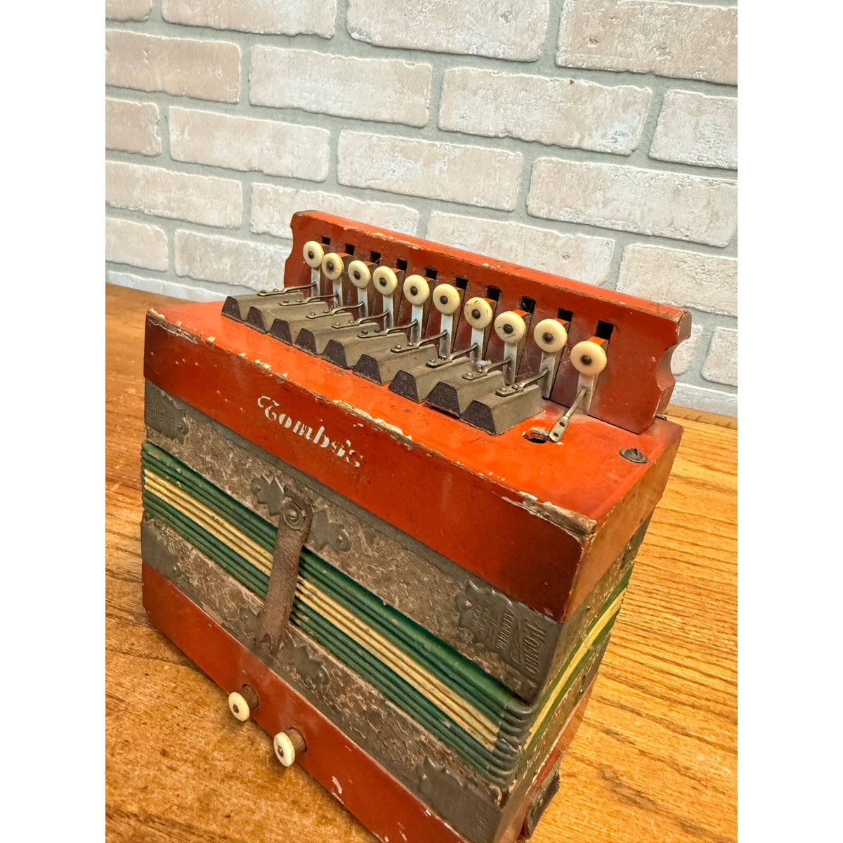 Antique 1930s Tombo Miniature Accordion Japan Childs Toy Button Accordion