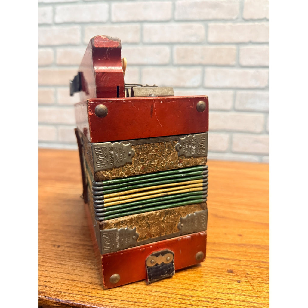 Antique 1930s Tombo Miniature Accordion Japan Childs Toy Button Accordion