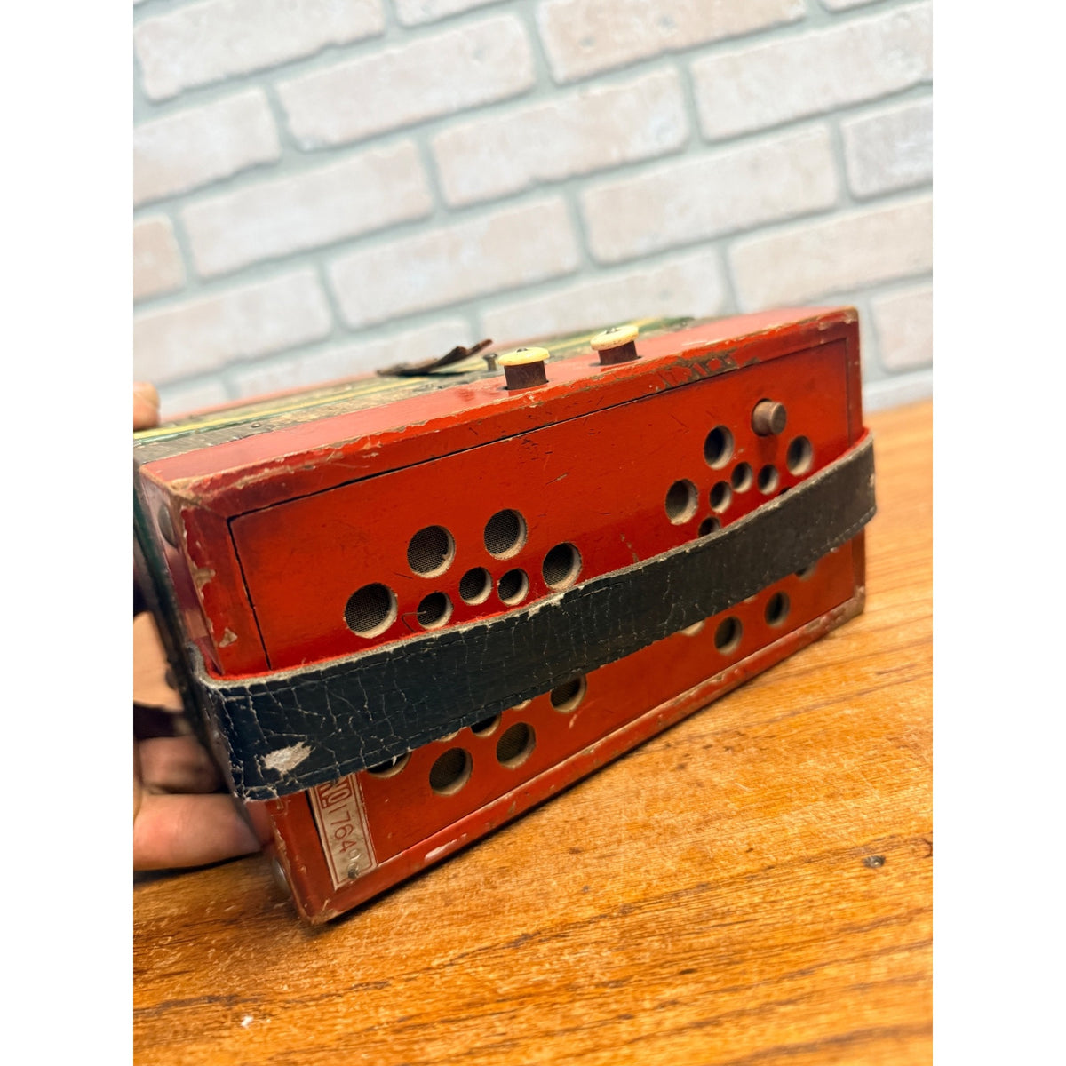 Antique 1930s Tombo Miniature Accordion Japan Childs Toy Button Accordion