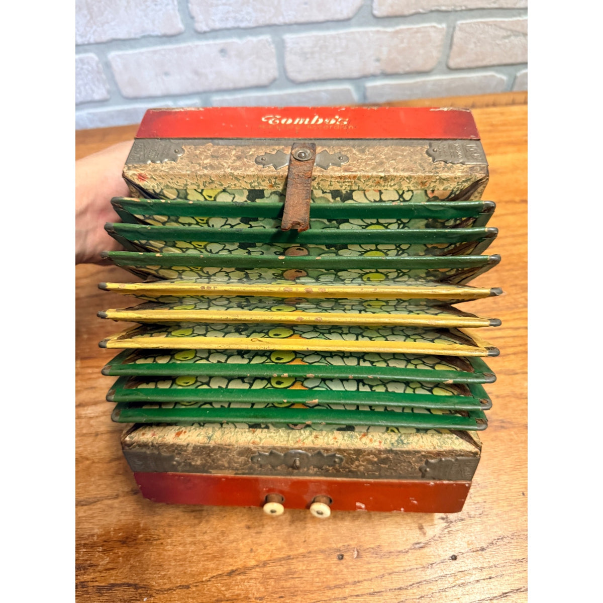 Antique 1930s Tombo Miniature Accordion Japan Childs Toy Button Accordion