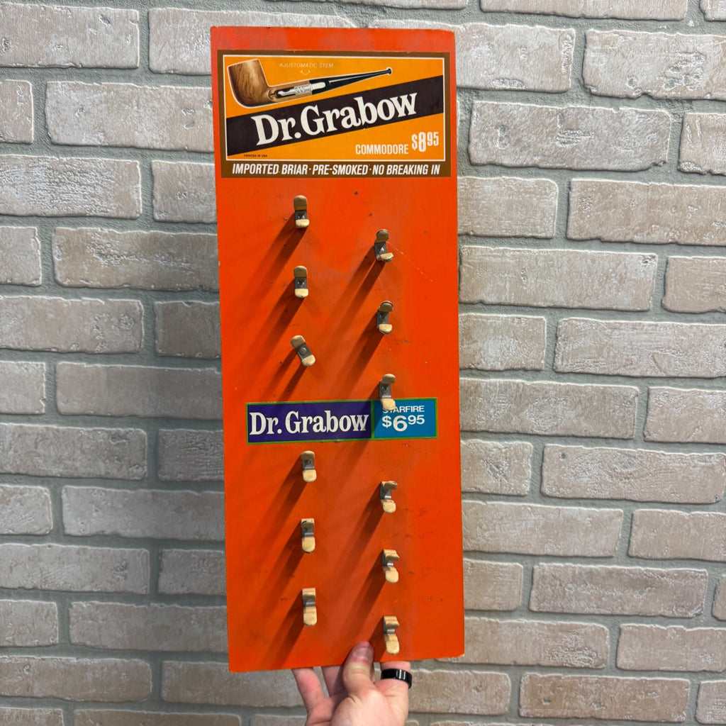 Dr Grabow Vintage Pipe Tobacco Smoking Display Stand Sign Retail Advertising.