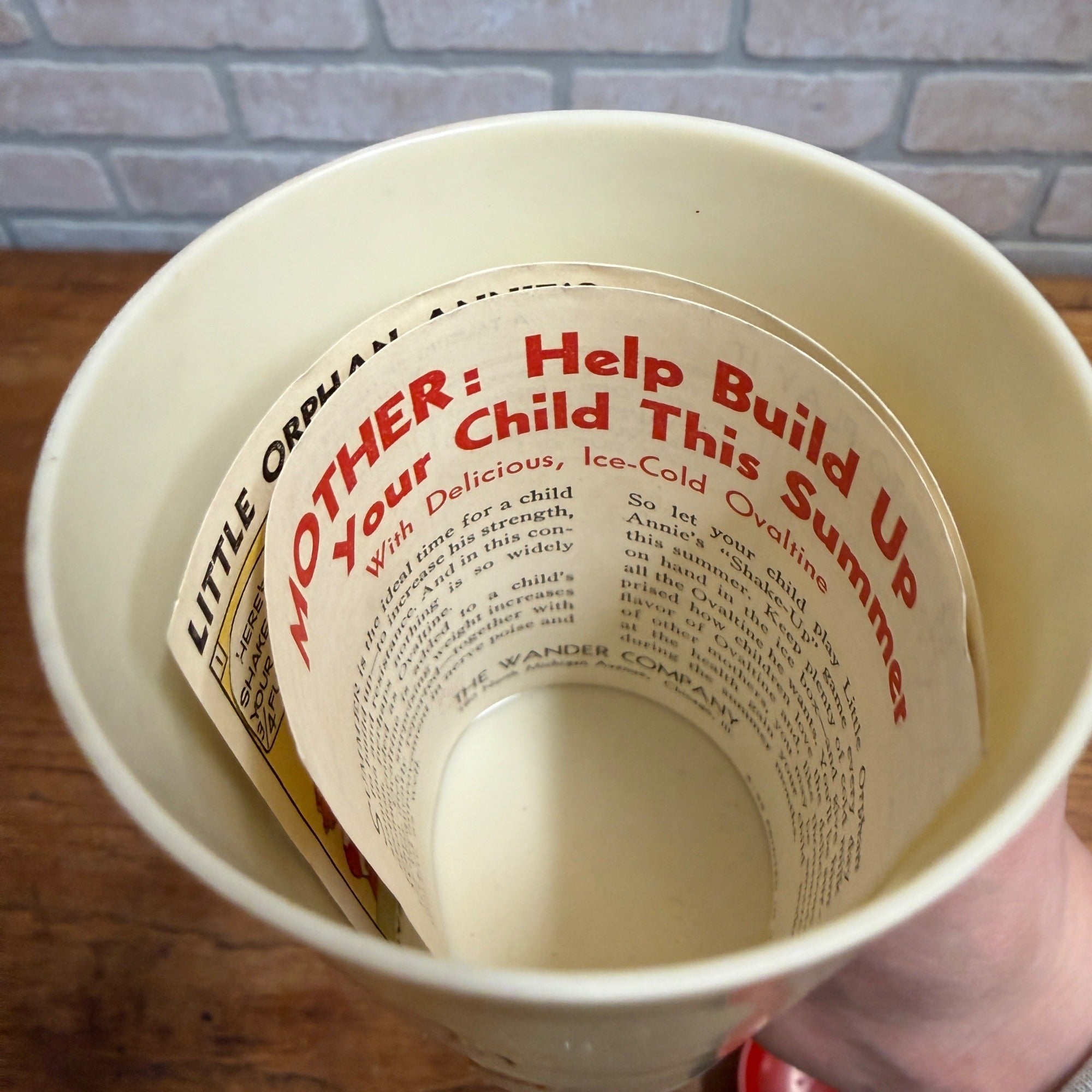 Vintage Little Orphan Annie Cold Ovaltine Shake Up Mug Cup Beetleware