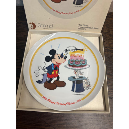 1978 Walt Disney Collectors Plate Happy Birthday Mickey Mouse at Fifty Schmid