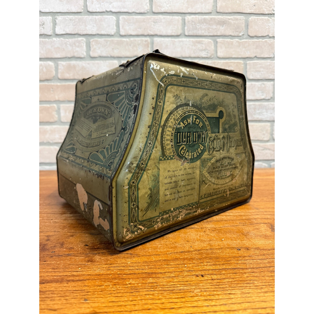 1900s Cough Drops General Advertising Drug Store Display Tin EJ Hoadley Hartfield Con