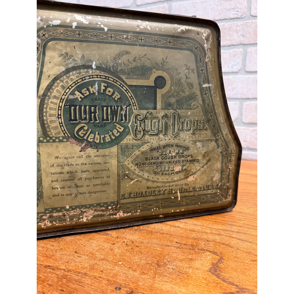 1900s Cough Drops General Advertising Drug Store Display Tin EJ Hoadley Hartfield Con