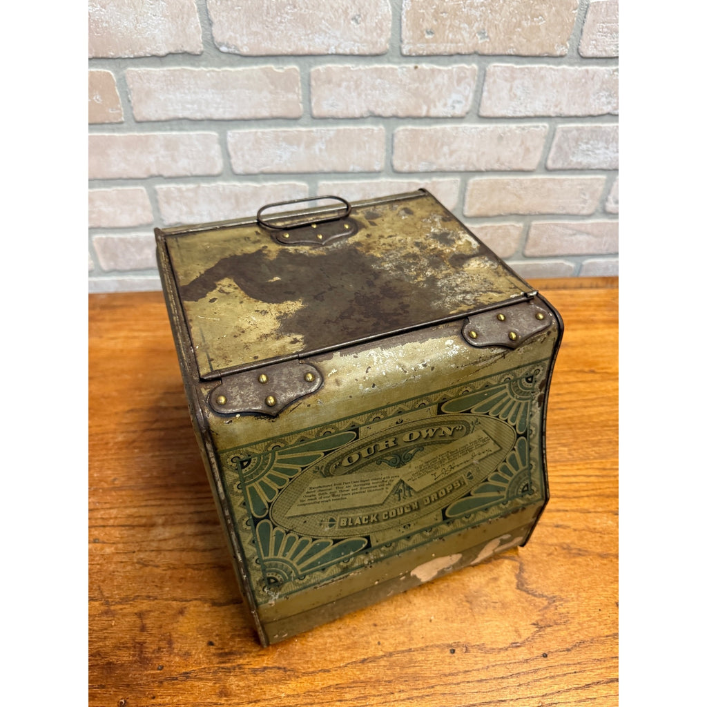 1900s Cough Drops General Advertising Drug Store Display Tin EJ Hoadley Hartfield Con