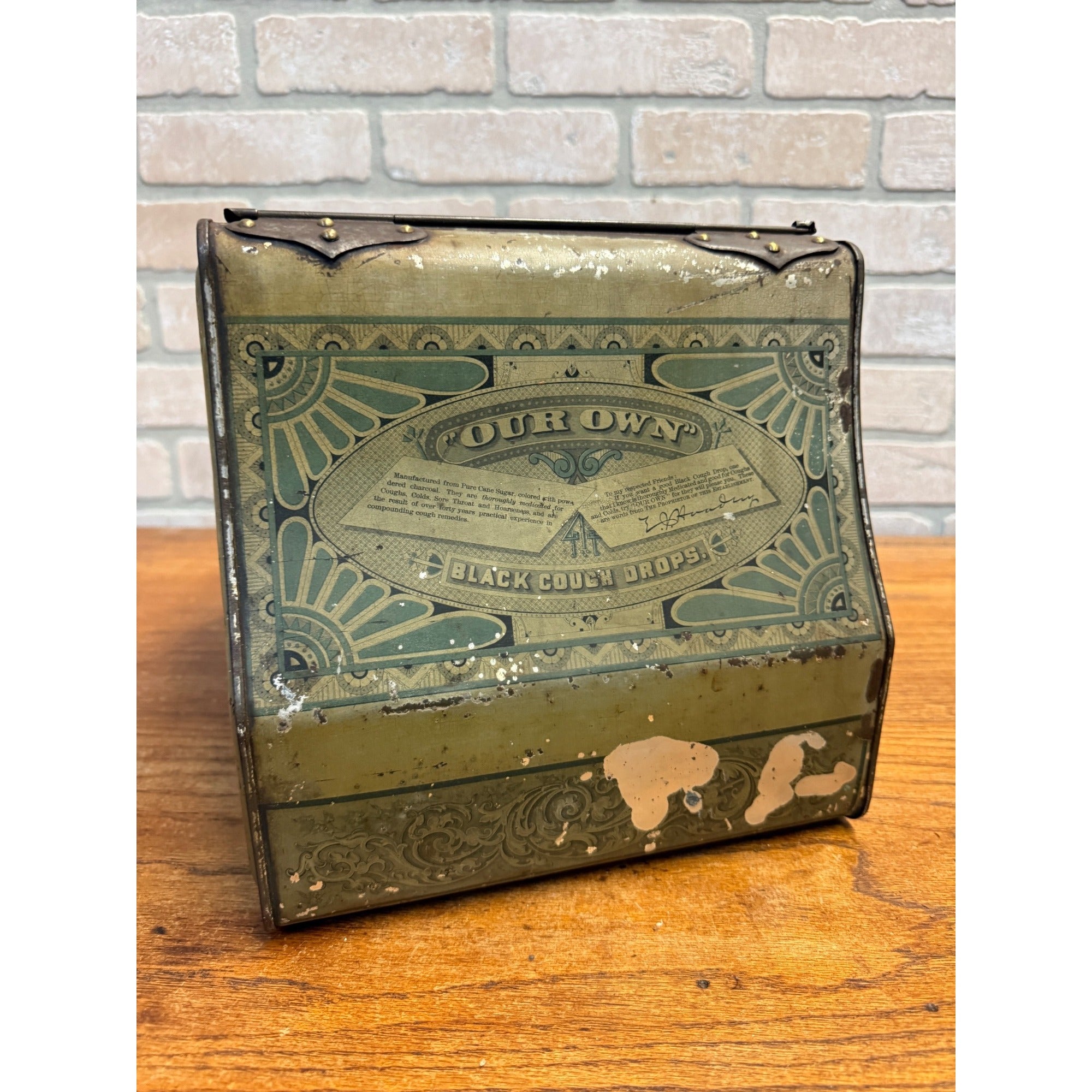1900s Cough Drops General Advertising Drug Store Display Tin EJ Hoadley Hartfield Con