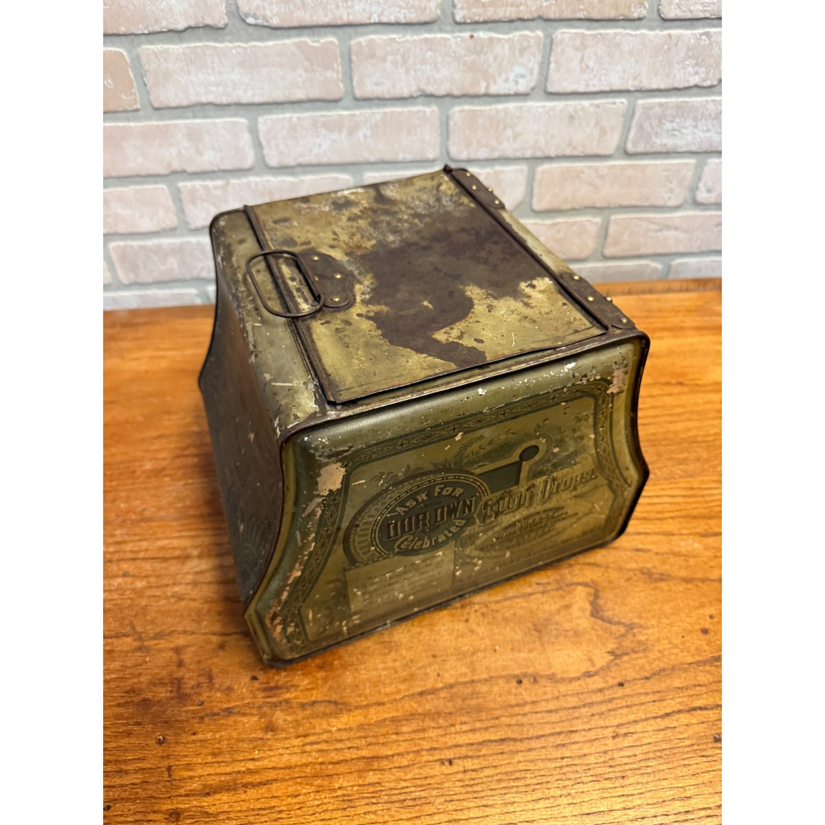 1900s Cough Drops General Advertising Drug Store Display Tin EJ Hoadley Hartfield Con