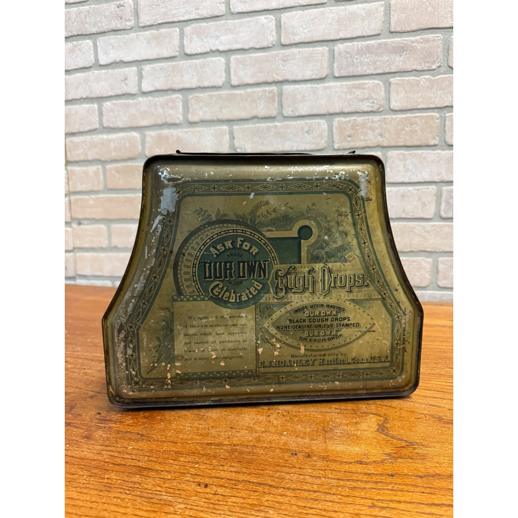 1900s Cough Drops General Advertising Drug Store Display Tin EJ Hoadley Hartfield Con