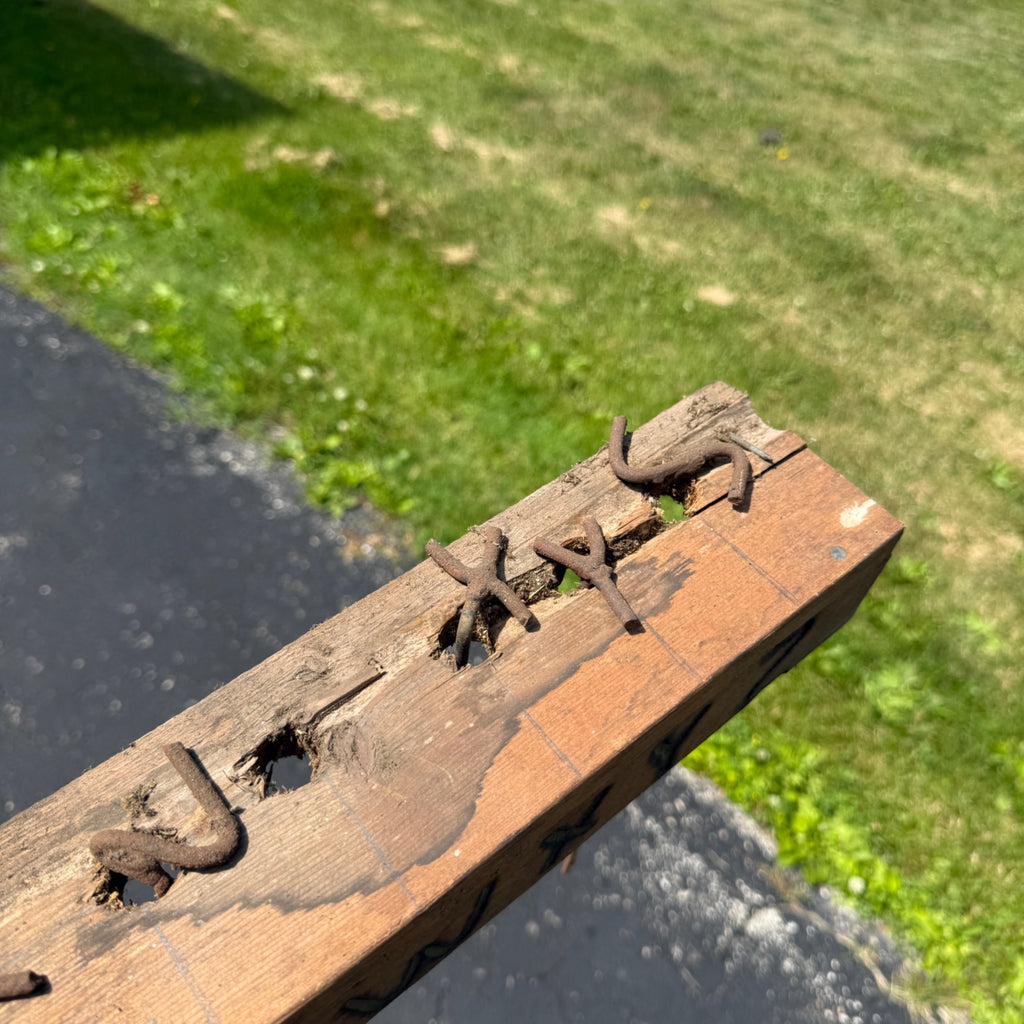 Antique Primitive Blacksmith Branding Wrought Iron Letters & Wall Rack Folk Art