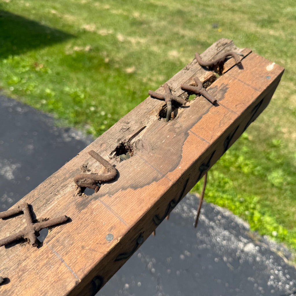 Antique Primitive Blacksmith Branding Wrought Iron Letters & Wall Rack Folk Art