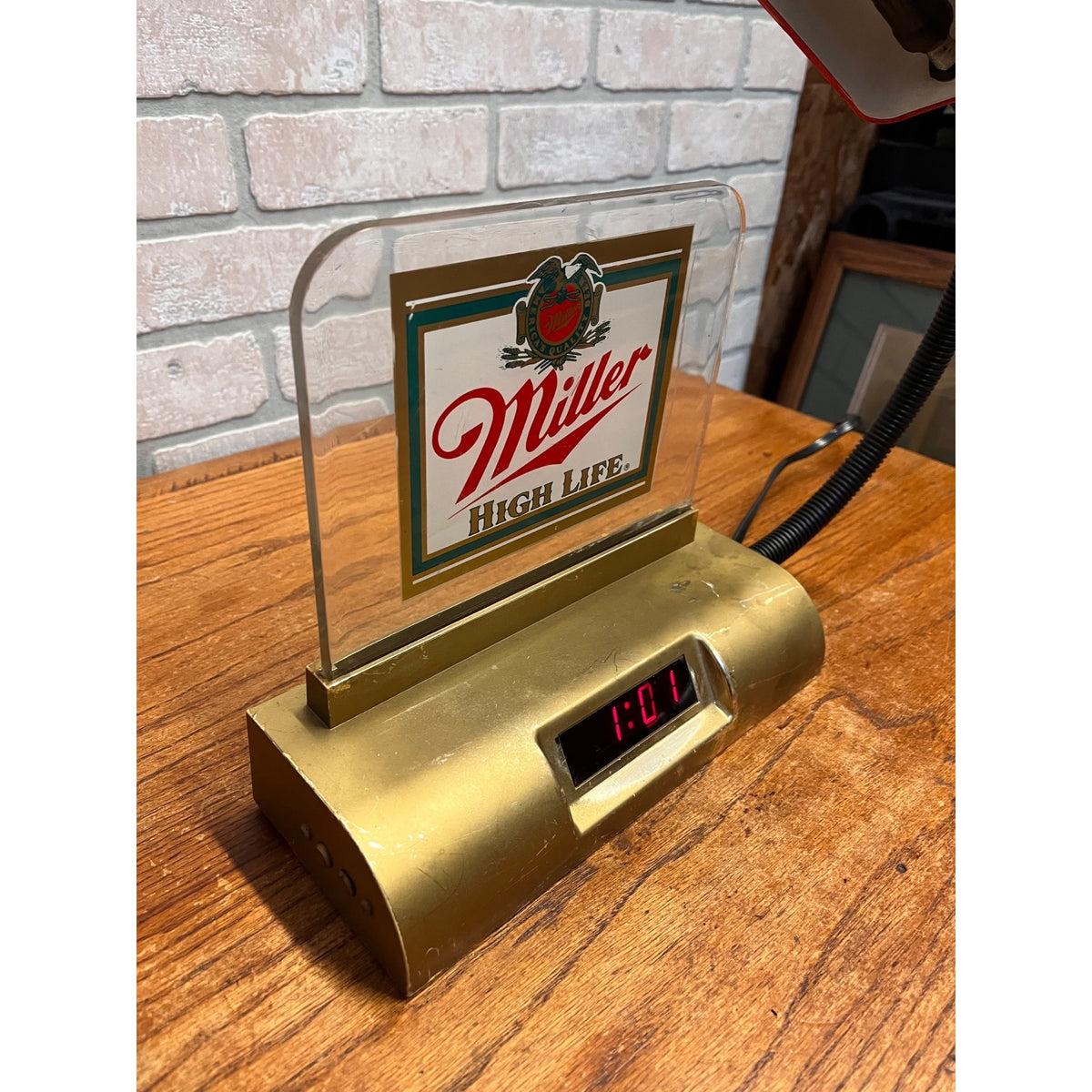 Vintage Miller High Life Beer Desk Lamp Sign Digital Clock Bar Sign w Task Light