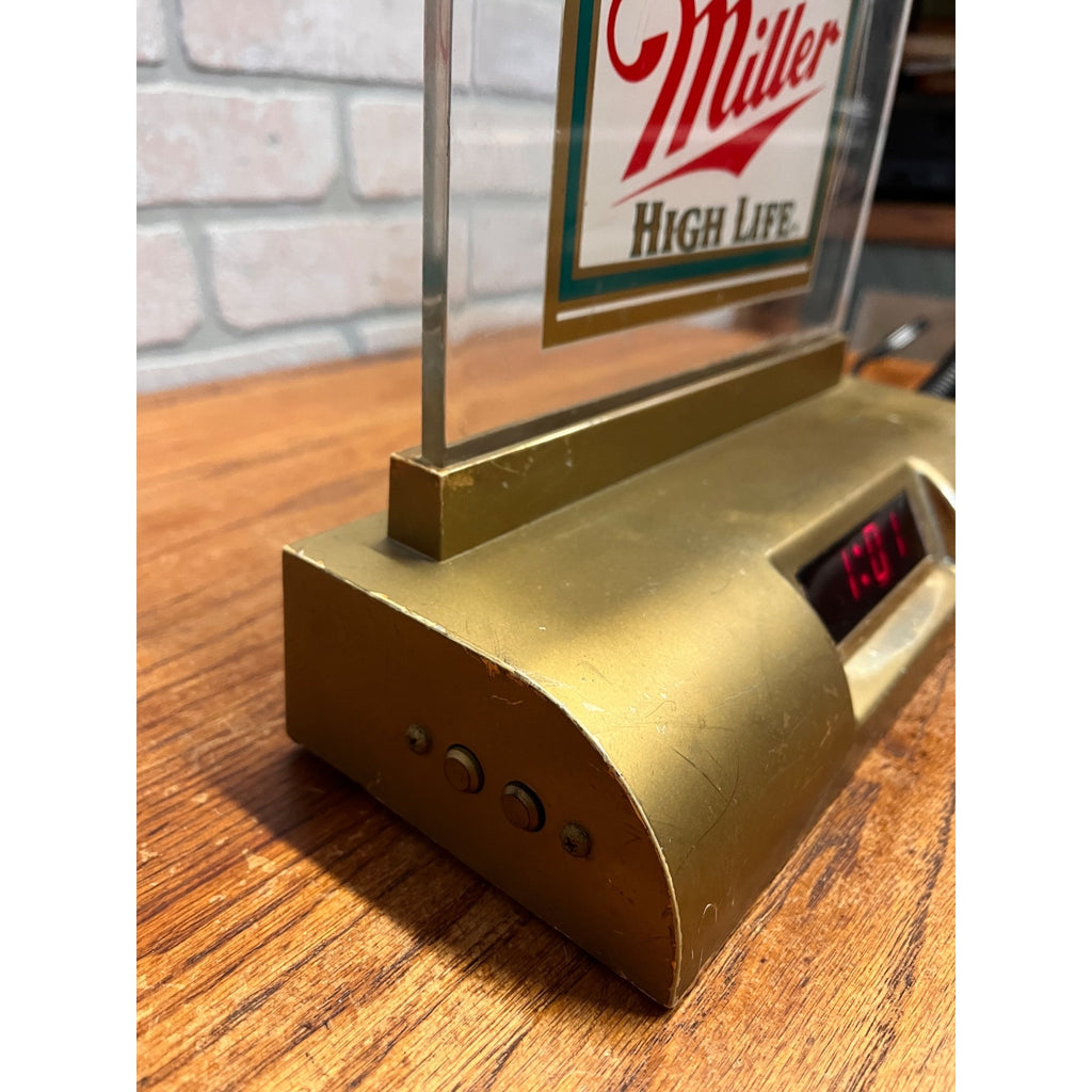 Vintage Miller High Life Beer Desk Lamp Sign Digital Clock Bar Sign w Task Light