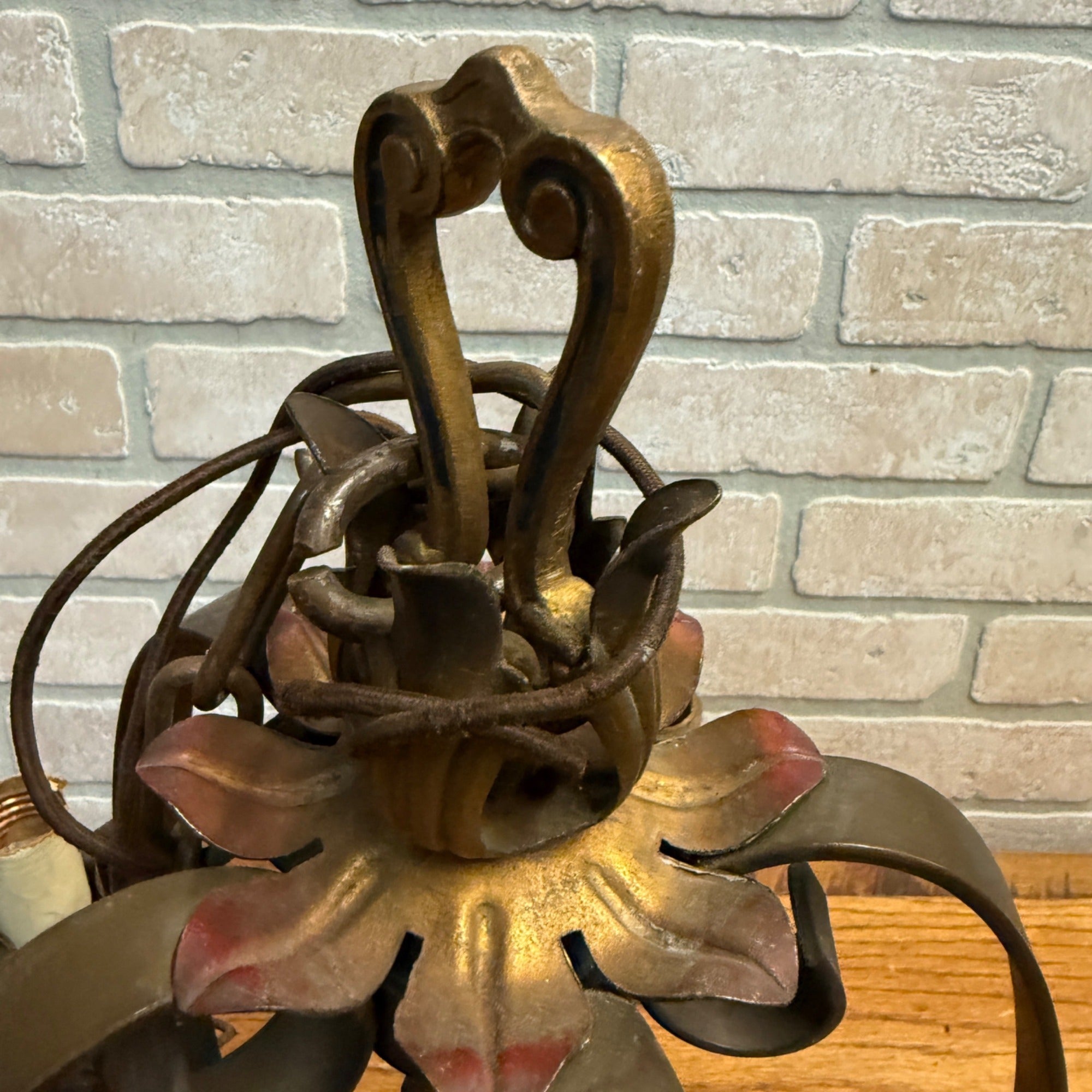 Antique Art Nouveau Victorian Hanging Ceiling Light Fixture Chandelier 5-Bulb