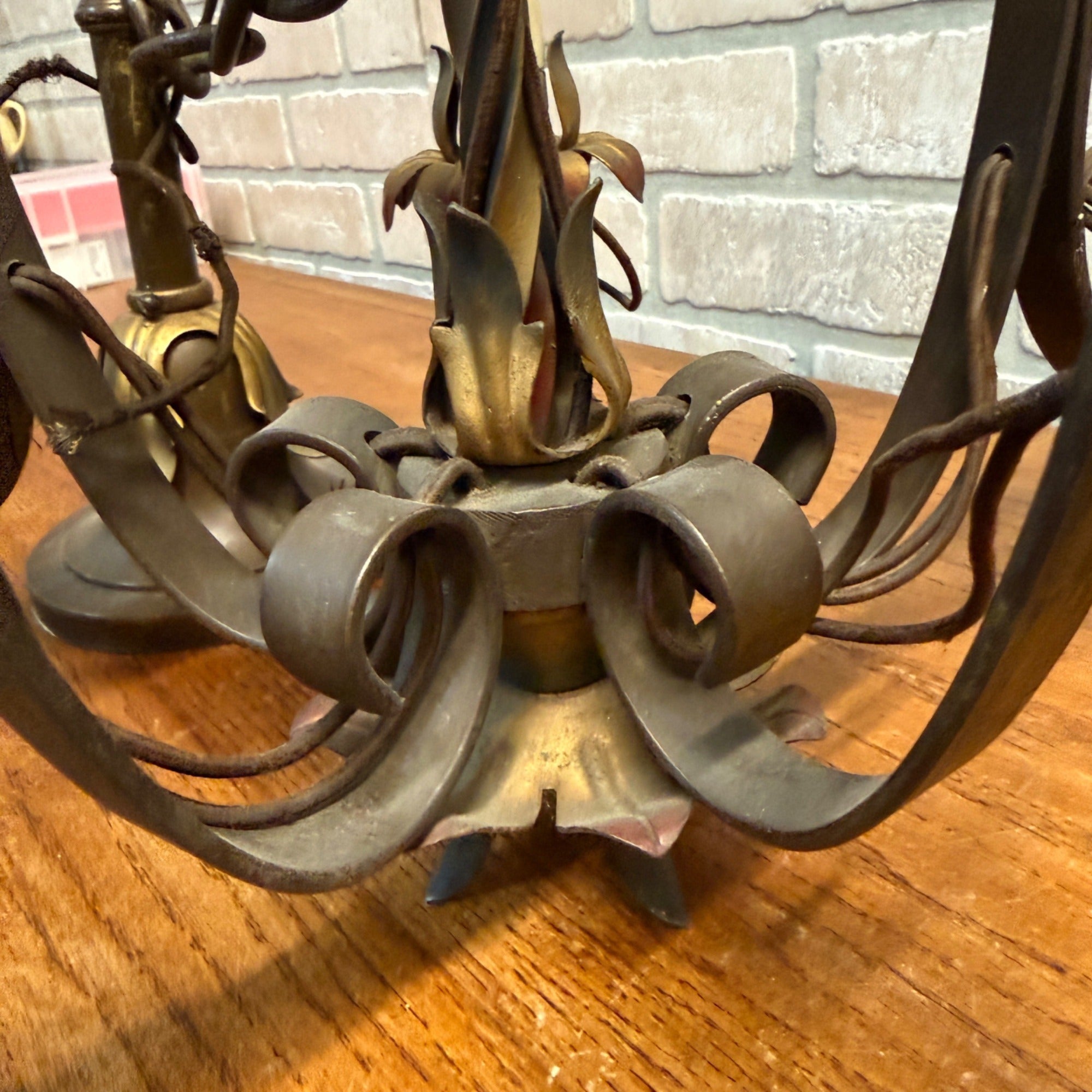Antique Art Nouveau Victorian Hanging Ceiling Light Fixture Chandelier 5-Bulb