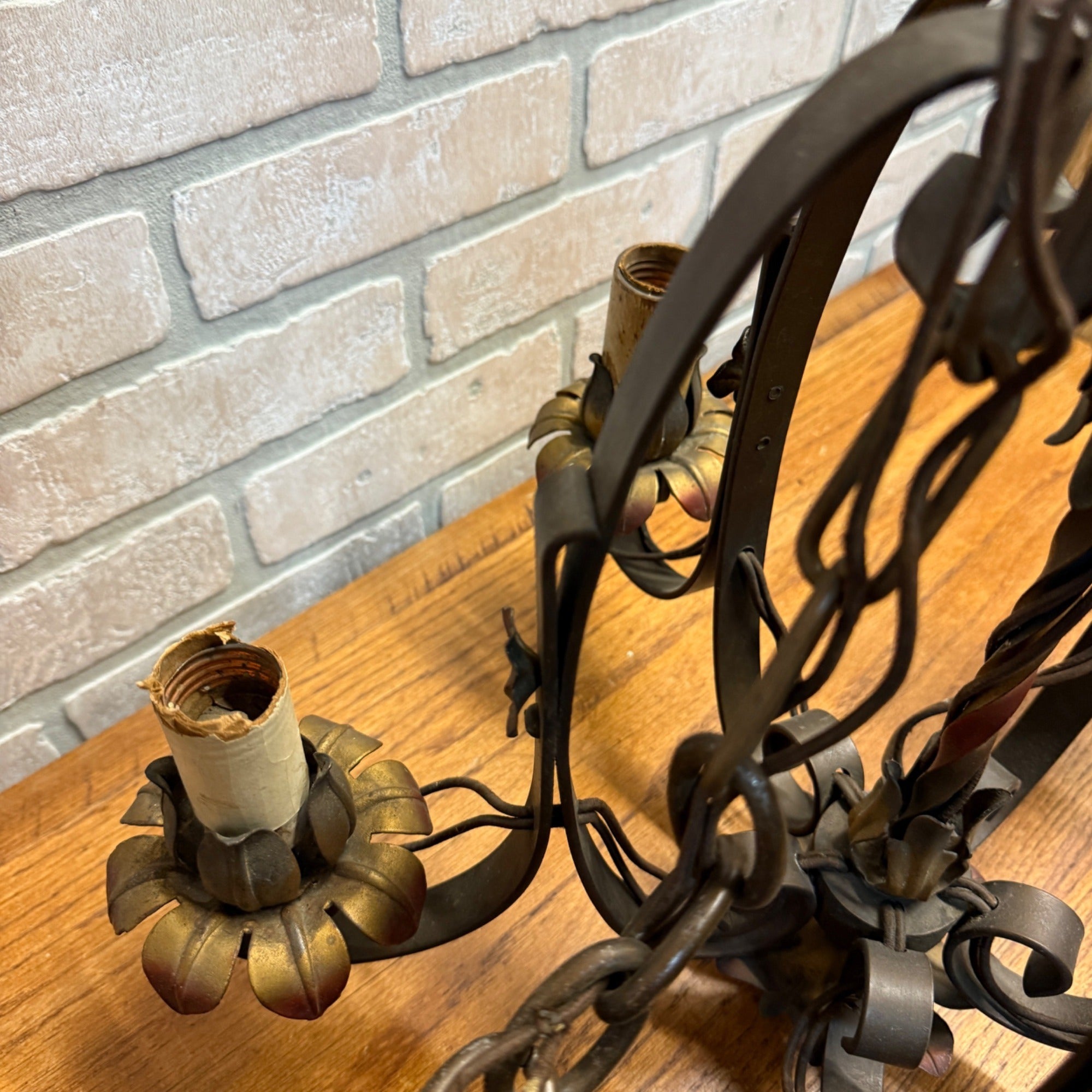 Antique Art Nouveau Victorian Hanging Ceiling Light Fixture Chandelier 5-Bulb