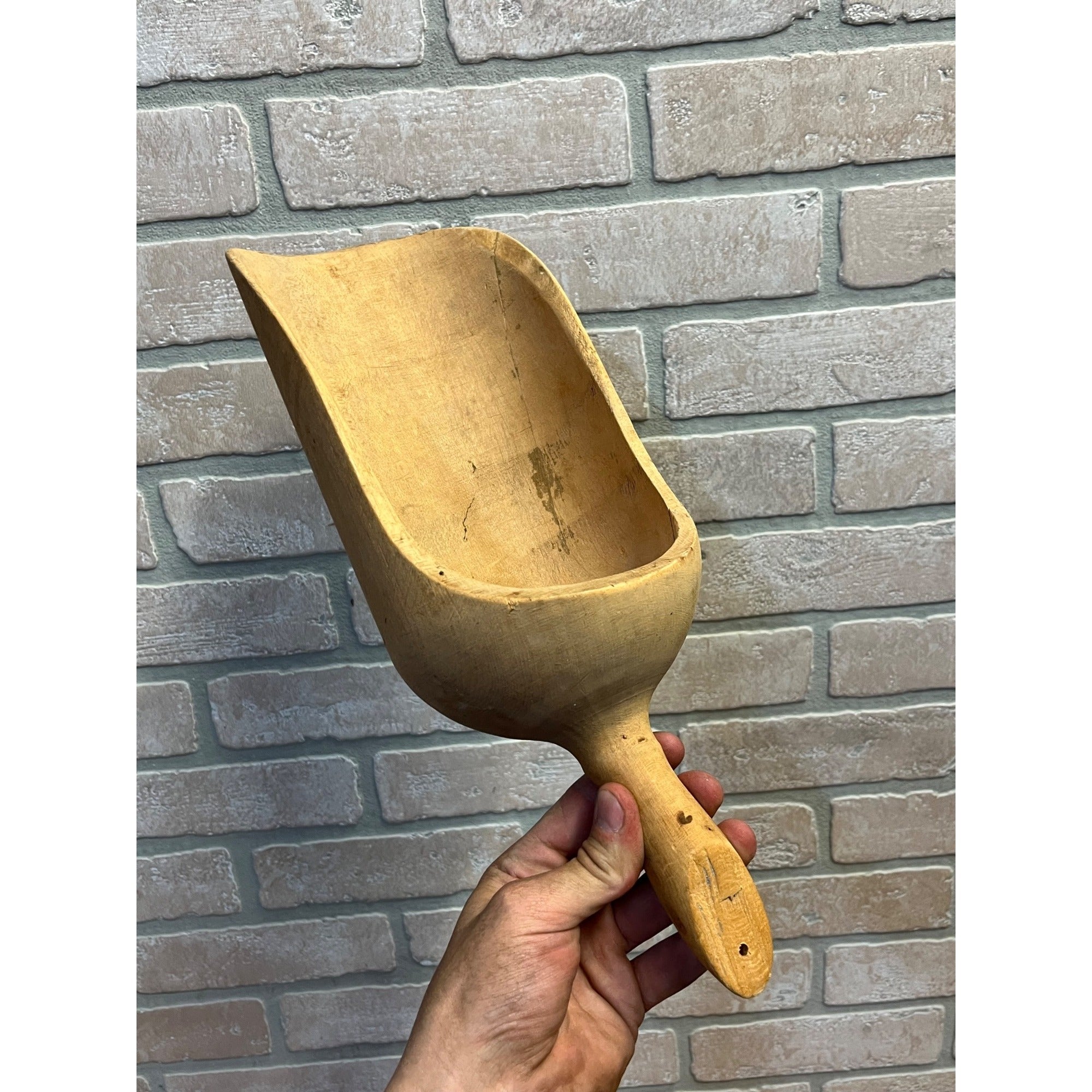 Antique Vintage Hand-Carved Wooden Scoop Primitive Decor