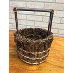 Vintage Handmade Leaf Wooden Branch Basket Primitive Style