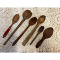 Antique Primitive Lot (6) Wooden Carved Spoons Farmhouse Kitchen Decor Country