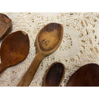 Antique Primitive Lot (6) Wooden Carved Spoons Farmhouse Kitchen Decor Country