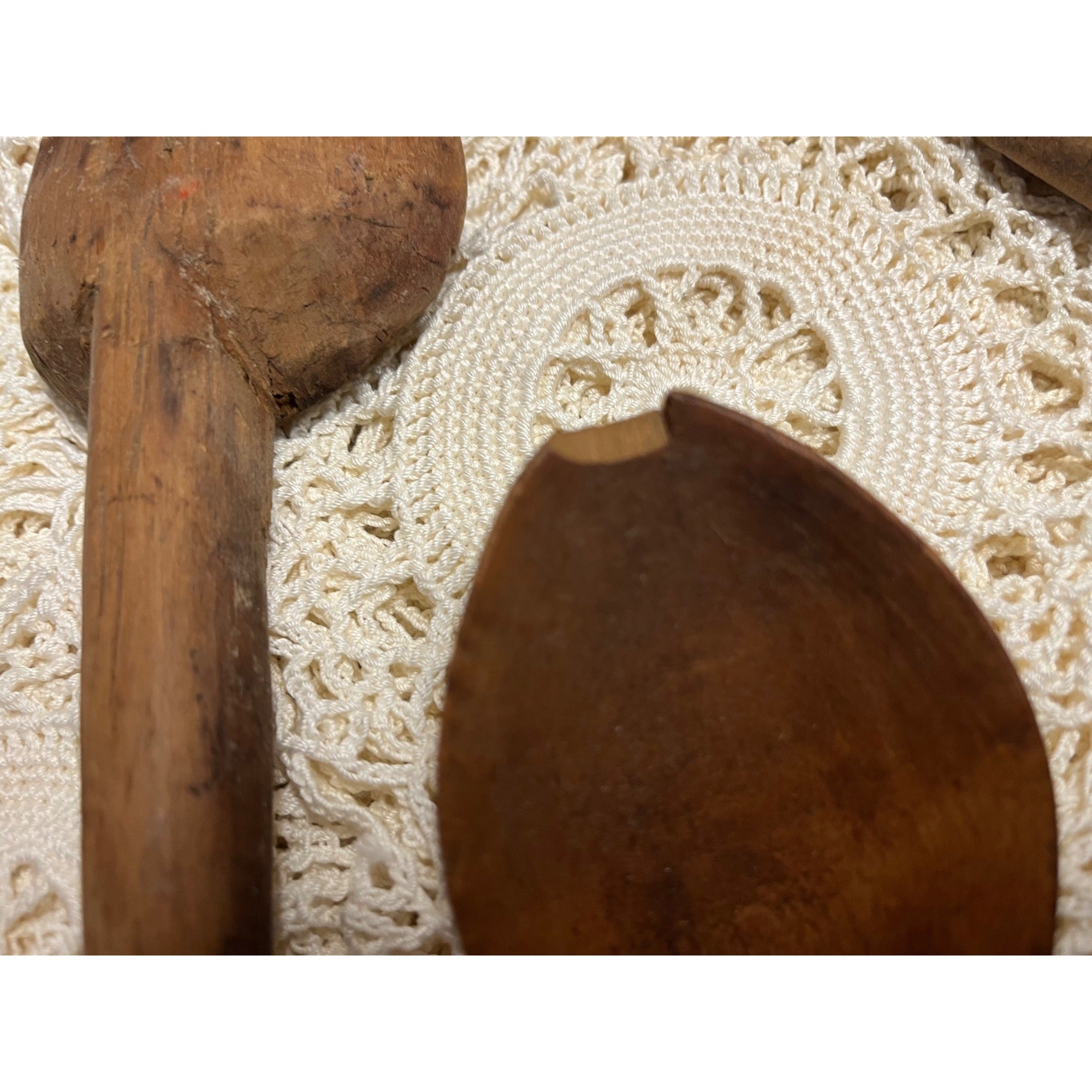 Antique Primitive Lot (6) Wooden Carved Spoons Farmhouse Kitchen Decor Country