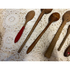 Antique Primitive Lot (6) Wooden Carved Spoons Farmhouse Kitchen Decor Country