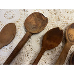 Antique Primitive Lot (6) Wooden Carved Spoons Farmhouse Kitchen Decor Country