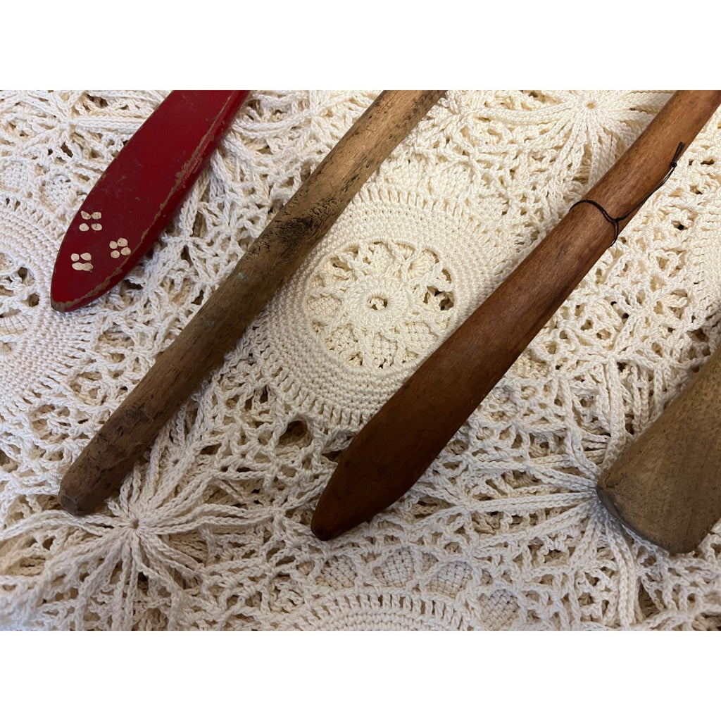 Antique Primitive Lot (6) Wooden Carved Spoons Farmhouse Kitchen Decor Country