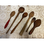 Antique Primitive Lot (6) Wooden Carved Spoons Farmhouse Kitchen Decor Country