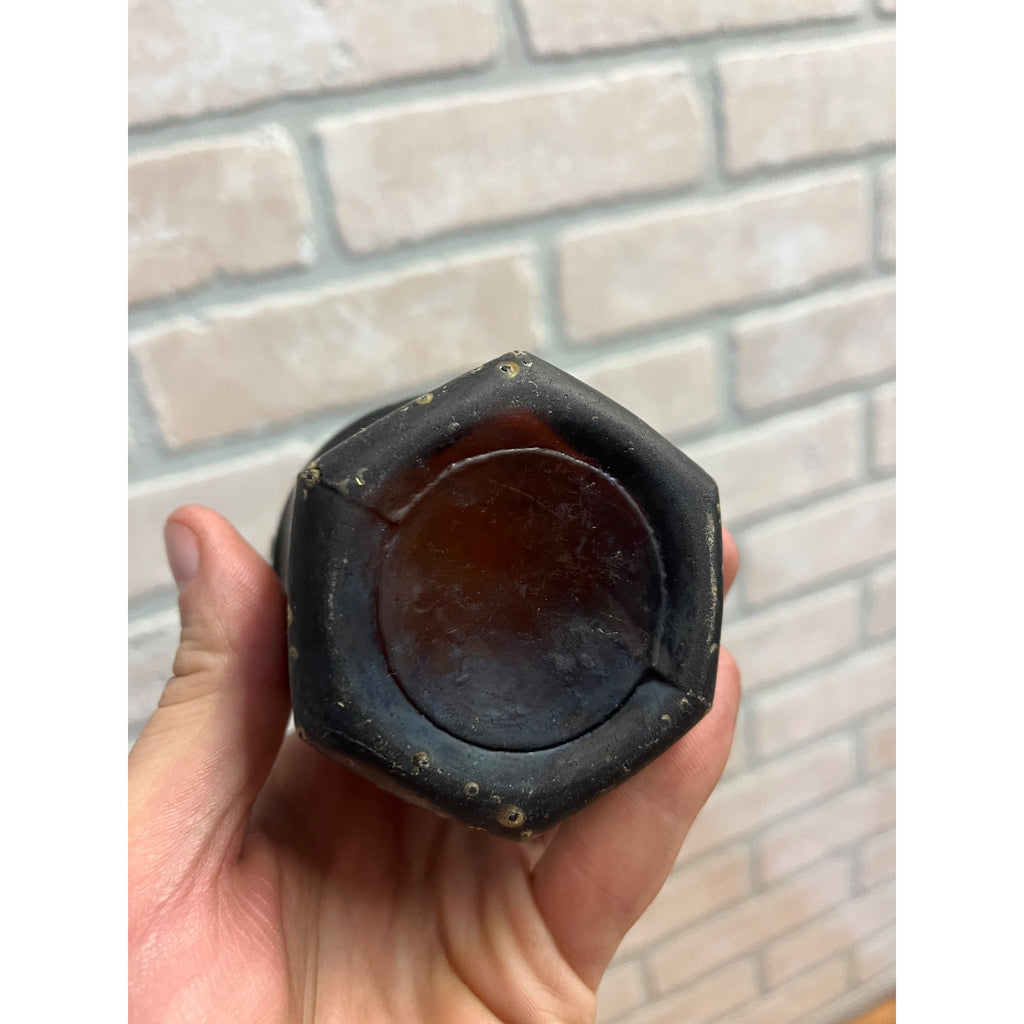 John Graf c1880s Milwaukee Wis Amber Brown Soda Bottle Blob Top Octagon Base