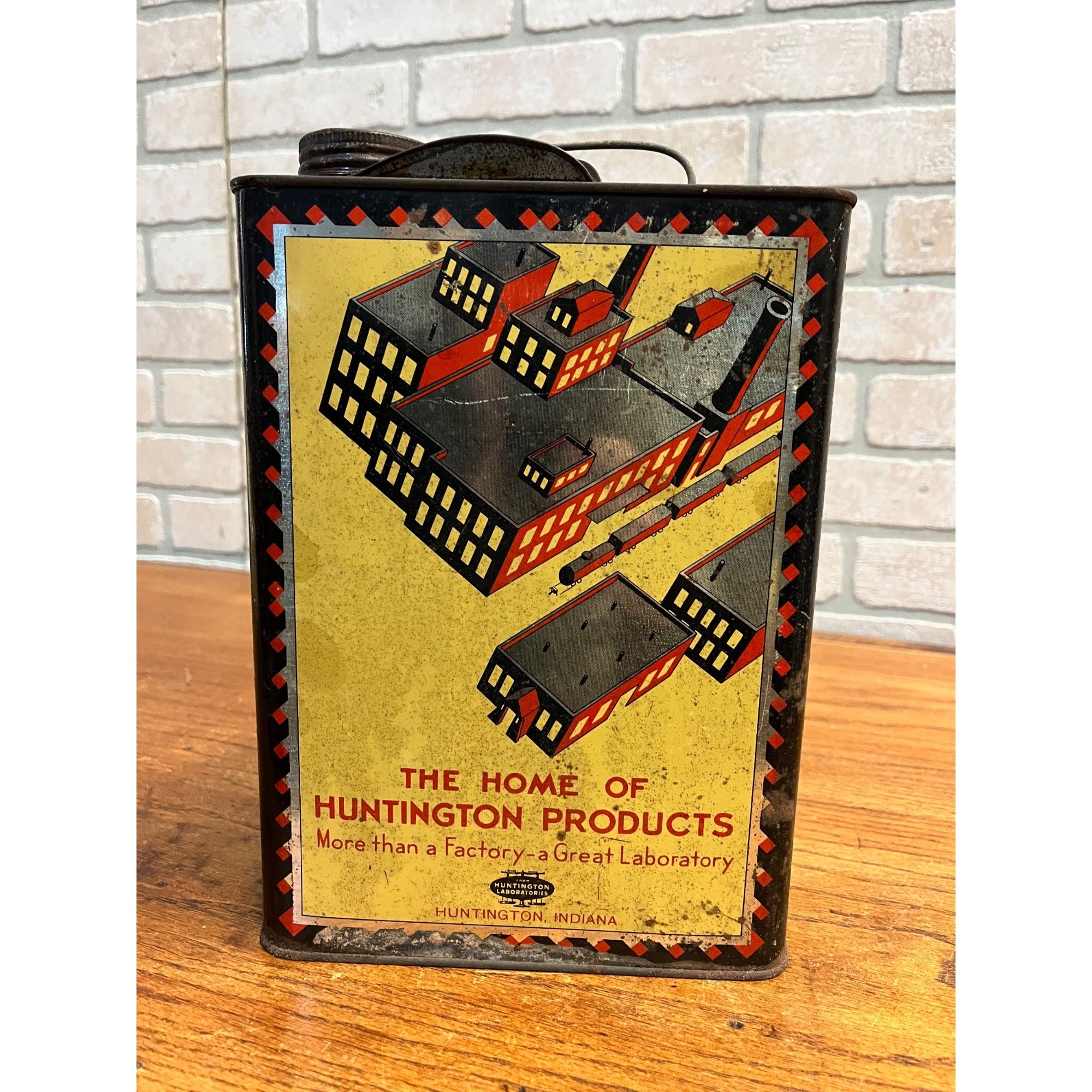 Vintage Scarce Gallon Oil Style Empty Can Huntington Indiana Laboratory Products